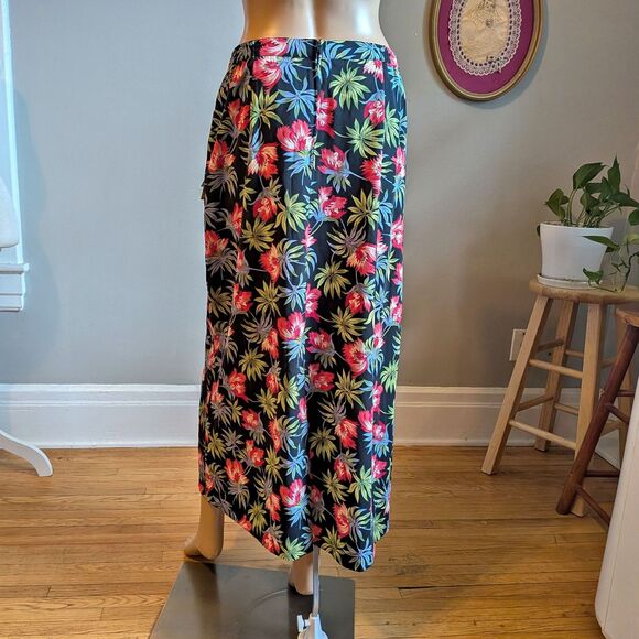 NWT 1990s Sag Harbor Dark Floral Midi Skirt Cottagecore Tropical Size Small - Picture 4 of 8